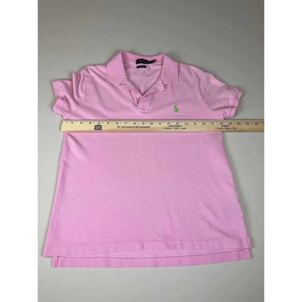 Polo Ralph Lauren Sz M Classic Fit Pink Polo Green Embroidered Logo 100% Cotton - Picture 5 of 8